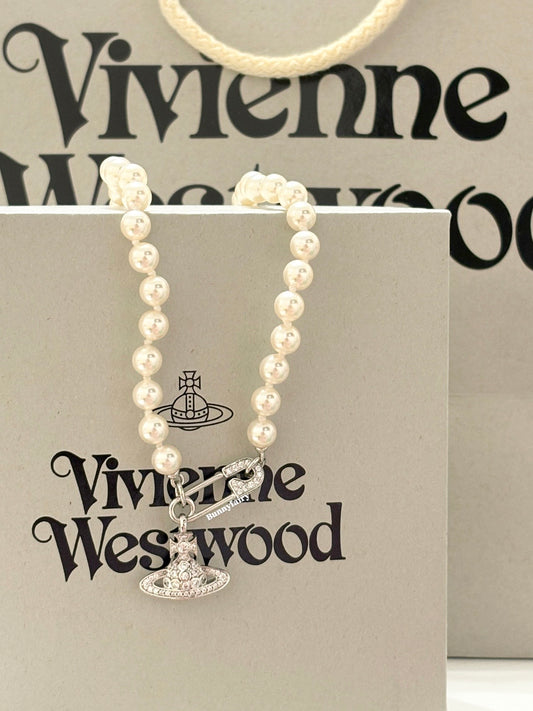 [預購] Vivienne Westwood Lucrece 珍珠別針項鍊
