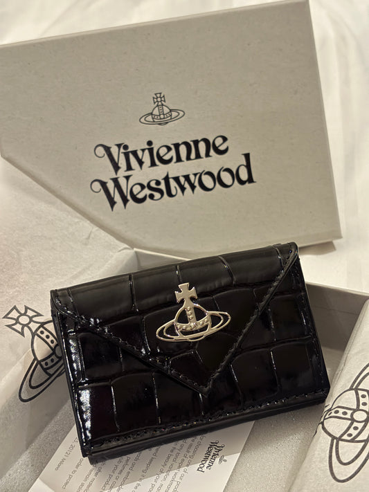 [預購] Vivienne Westwood 舊版本鏤空Logo鱷魚紋信封短夾