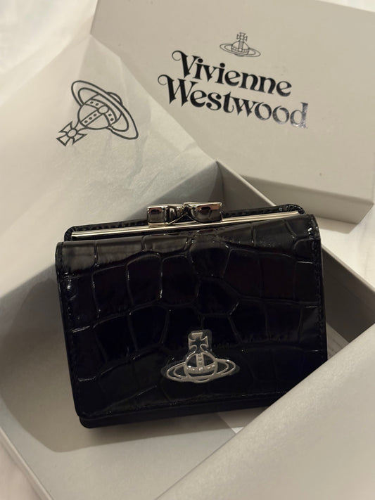 [預購] Vivienne Westwood 舊版本鏤空Logo鱷魚紋口金短夾