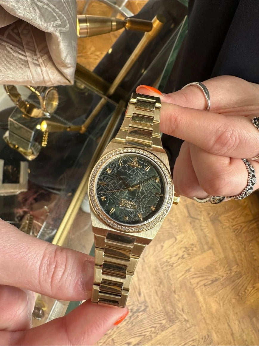 [預購] Vivienne Westwood Charterhouse 綠金色手錶 34mm