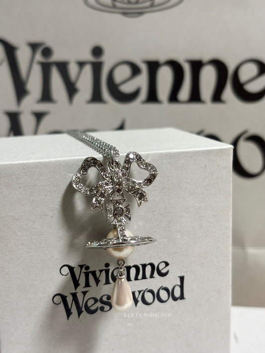 [預購] Vivienne Westwood 蝴蝶結巴洛克珍珠水滴項鍊