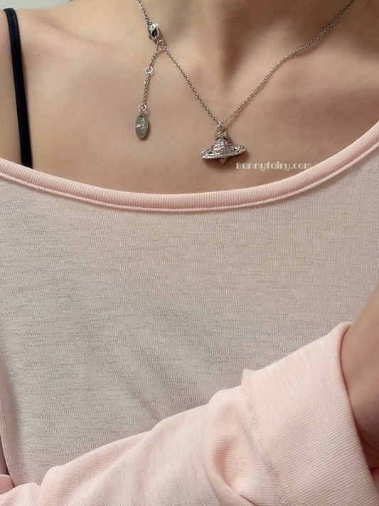 [預購] Vivienne Westwood Diamante Necklace Pink 限定金屬粉Diamante愛心項鍊