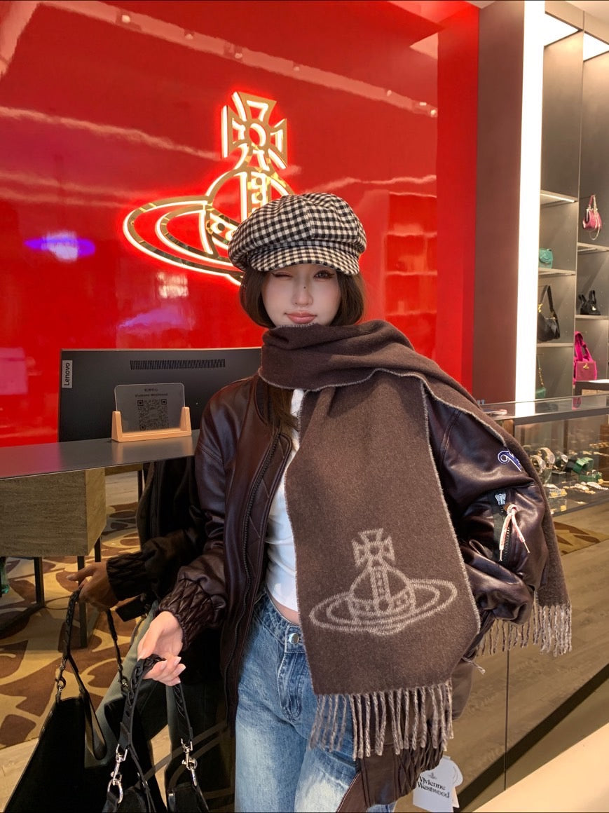 [現貨] Vivienne Westwood棕色雙面圍巾