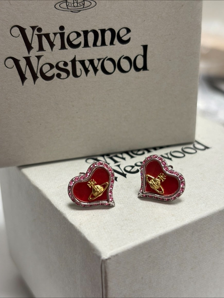 英國現貨福利品*Vivienne Westwood Petra紅色貝母耳環