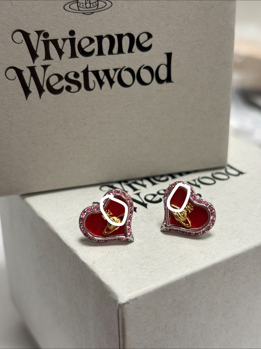 英國現貨福利品*Vivienne Westwood Petra紅色貝母耳環