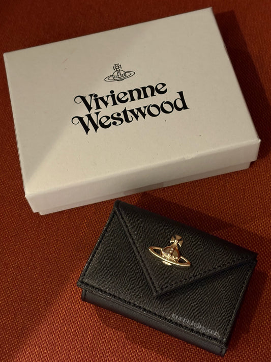 [預購] Vivienne Westwood Envelope Wallet 黑金十字紋信封短夾/錢包